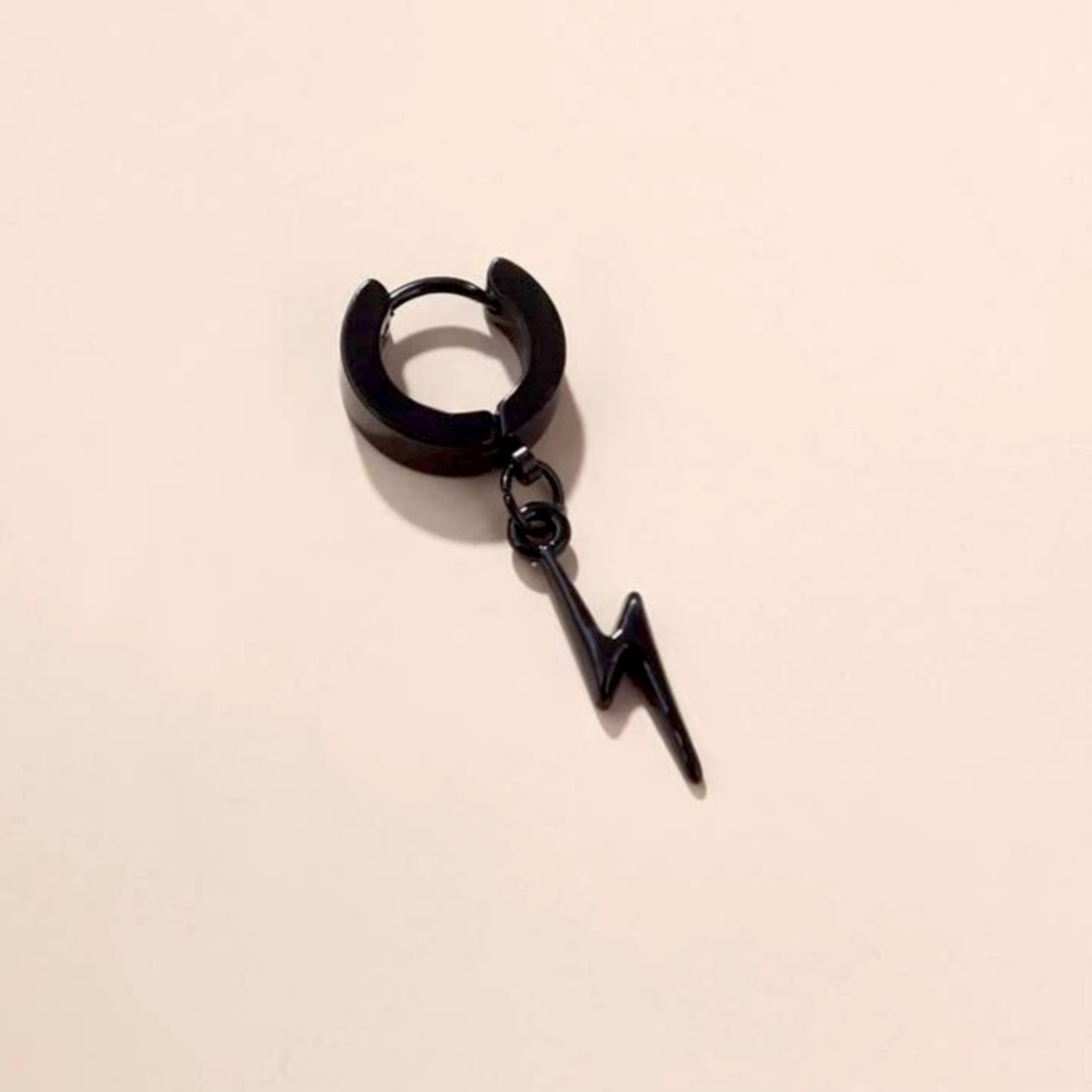 1pc Lightning Stainless Steel Drop Earring (black)